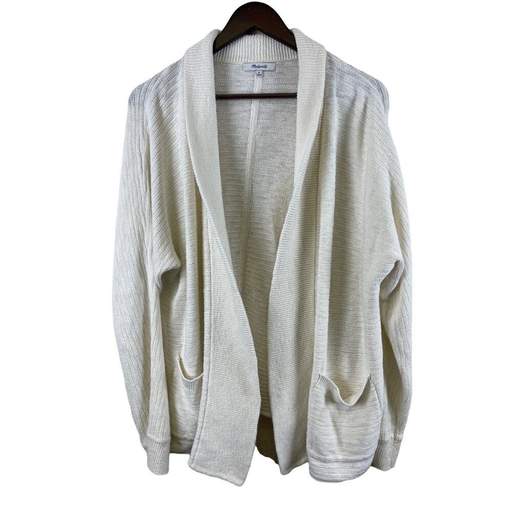 Madewell White Harbor Women's Sweater Open Front Cardigan Cotton Linen Medium